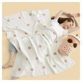 Bedsure Bubble Tea Cute Knit Throw Blanket â Soft, Warm & Cozy Funny Blankets for Adult and Kids, Novelty Throw for Birthday & Festival Gifts, White, 50x60 Inch - Retail: $15