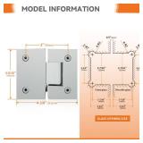 CKB Shower Glass Door Hinge, 180 Degree with Solid Brass, for 3/8\"(10mm) to 1/2\"(12mm) Thick Tempered Glass, Frameless Shower Door Replacement Hardware kit, Chrome - Retail: $57