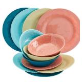 Tabletops Gallery 12PC Assorted Melamine Dinnerware Set - Summer Fun - Retail: $40