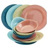 Tabletops Gallery 12PC Assorted Melamine Dinnerware Set - Summer Fun - Retail: $40
