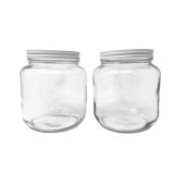 CLEARVIEW CONTAINERS - 2 Pack of 64oz Glass Half Gallon Round Clear Jar with White Metal Lid for Storage and Organization - Retail: $46