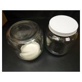 CLEARVIEW CONTAINERS - 2 Pack of 64oz Glass Half Gallon Round Clear Jar with White Metal Lid for Storage and Organization - Retail: $46