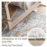 jinchan Runner Rug 3x8 for Hallway - Kitchen Machine Washable Vintage Floral Non-Slip with Rubber Backing Ultra-Thin Low-Pile Carpet Runner for Entryway Bedroom Laundry Room (3x8ft, Orange) - Retail: 