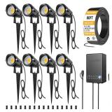 ZUCKEO Landscape Lighting Kit, 5W LED Low Voltage Landscape Lights with Transformer and 80FT Wire, Waterproof Outdoor Spotlight with Connectors for Yard Garden House, 3000K 12-24V 8Pack, missing trans