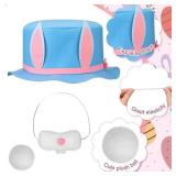 3pcs 12ft Skeleton Easter Accessories: Bunny Hat, Nose, Plush Tail