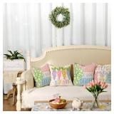 GEEORY Happy Easter Peeps Pillow Covers 18x18, Set of 4