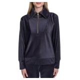 BLACK! Halston velour 1/4 zip size small