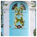27-Inch Easter Wreath for Front Door, Bunny, Pastel Eggs