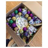 18-Inch Mardi Gras Glitter Mesh Wreath for Front Door & Party