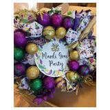 18-Inch Mardi Gras Glitter Mesh Wreath for Front Door & Party