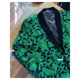 $68 Men Fashion Velvet Sequins Floral Pattern Suit Jacket Blazer