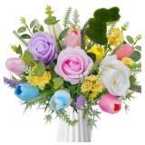 Jasmsiy Artificial Flowers: Faux PU Tulips & Roses for Decor