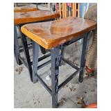 (3) Mid-Century Bar Stools and (4) Coral Cushion Chairs