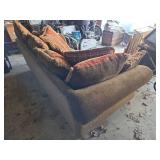 Dark Green Sectional Sofa with Decorative Pillows