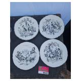 New England Toile Decorative Plates by Tabletops Unlimited, Glass Bowl Set And Trunk