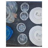 New England Toile Decorative Plates by Tabletops Unlimited, Glass Bowl Set And Trunk