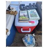 Assorted Lot W/ Golf Book Collection, (2) Coolers, and Wall Decorations