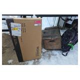 Assorted Lot W/ High Sierra Backpack, Vasagle End Table, and Wooden Box