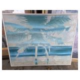 Assorted Lot Including Framed Art, Mirror, and Ironing Board