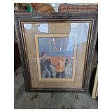 Assorted Lot Including Framed Art, Mirror, and Ironing Board