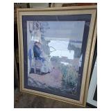 Assorted Lot Including Framed Art, Mirror, and Ironing Board