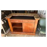 French Style Marble Top Bar with Brass Accents
