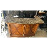 French Style Marble Top Bar with Brass Accents