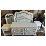 White Wicker Bedroom Set with Mirror
