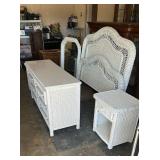 White Wicker Bedroom Set with Mirror