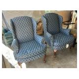 Traditional Wingback Chairs with Diamond Pattern - Set of 2