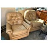Tufted Leather Recliners - Set of 2