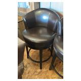 Brown Leather Bar Stools - Set of 3