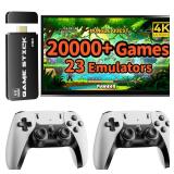 FCHOZY 2026 Upgraded Retro Gaming Console, Nostalgia Game Stick Pro, Classic Video Games with 4K HDMI, 20,000+ Games and 23 Emulators, Upgraded Dual 2.4G Wireless Controllers 64GB - Retail: $50