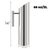 Hiceeden Stainless Steel Water Pitcher, 68oz/2L Modern Metal Pitcher with Ice Guard, Silver Carafe Drink Jug with Handle, Homemade Beverage Container for Juice, Coffee, Milk, Iced/Hot Tea - Retail: $2