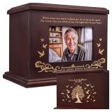 Cremation Urns for Human Ashes, Wooden Urn for Ashes Adult Male Female, Wooden Picture Frame Urns Box and Casket, Funeral Memorial Urns Box, Men Women Child, Holds 255 lbs (Walnut) (Scratch On Top) - 