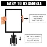 Taiyin 2pk Stanchion Sign Holder Double Sided Sign Frame with Cover Stanchion Top Frames for 8.58 x 12.52 Inches Paper Size for Crowd Control Sentry Stanchions (Iron,Black) - Retail: $60