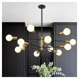 RUIYEY Modern Chandelier Ceiling Light Fixture Sputnik Chandeliers Gold and Black Farmhouse Chandelier Over Table 12-Light Height Adjustable Chandeliers for Dining Room, Living Room,Kitchen Island - R