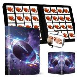 Football Card Binder 16 Pocket, Premium 1000+ Cards PU Cover Trading Sports Card Binder Side Loading Card Holder Collection Album Folders - Retail: $35