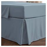 Mellanni Bed Skirt King Size - Bed Skirting - 15-Inch Tailored Drop Pleated Dust Ruffle - Hotel Luxury Bedding - Wrinkle, Fade, Stain Resistant - 1 Bedskirt (King, Blue Hydrangea) - Retail: $23