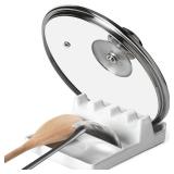 LE TAUCI Ceramic Spoon Rest for Stove Top, Spoon and Lid Rest for Kitchen Counter, Spoon Holder with Drip Pad for Multiple Utensils, Heat-Resistant, Housewarming Present - 6.2 inch, Set of 1, White - 