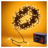 COCOSY Plug in 66FT 200 LED Fairy Christmas Tree String Lights 31V/8 Modes/Timer/Memory/IP44 Waterproof for Xmas Indoor Outdoor Bedroom Wedding Holiday Decorative (Warm White, 66FT 200LED) - Retail: $