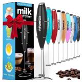 PowerLix Powerful Handheld Milk Frother With Stand Battery Operated Foam Maker Frother Wand For Coffee (A Black) (A Black) - Retail: $16