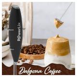 PowerLix Powerful Handheld Milk Frother With Stand Battery Operated Foam Maker Frother Wand For Coffee (A Black) (A Black) - Retail: $16