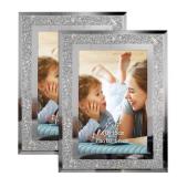Calenzana 4x6 Picture Frame Sparkle Glass Photo Frames Set for Tabletop, 2 Pack - Retail: $15
