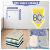10 Pack Small Vacuum Storage Bags with Hand Pump, 80% Storage Space Saving, Sturdy Leak-Free Space Saver Vacuum Seal Bags for Clothing, Vacuum Compression Bags for Travel Lugggage - Retail: $13