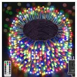 Ccinny 394FT 1200 LED Christmas Lights Outdoor, Christmas Tree Lights Plug in, 8 Modes Twinkle String Lights for Bedroom Wedding Party Holiday Xmas Home Decorations Multicolored - Retail: $27