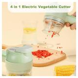 AXEDAES 4 in 1 Multi-Functional Portable Electric Vegetable Cutter Set, Wireless Vegetable Processor for Garlic, Peppers, Onions, Celery, Ginger, Meat, With Brush, Comes with Egg & Cream Beater. - Ret
