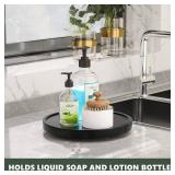 VeyFey Turntable Vanity Tray 10 Inch for Perfume Candle, Bamboo Kitchen Sink Countertop Organizer Keep Glass, Sponge and Soap Bathroom Coffee Table Decorative Black (VFLZ) - Retail: $17