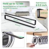 Rokyn Tumbler Lid Organizer for Water Bottle, Cup and Mason Jar Storage - Space Saving Kitchen Organizers Holds 12 Lids, No-Tool Corner Cabinet Rack, No Drill Needed (1Pack,White) - Retail: $5