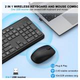 Wireless Keyboard and Mouse Combo, Full Size Silent Ergonomic Keyboard and Mouse, Long Battery Life, Optical Mouse, 2.4G Lag-Free Cordless Mice Keyboard for Computer, Mac, Laptop, PC, Windows (Mouse D
